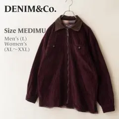 DENIM&CO. コーデュロイジャケット 襟レザー 裏チェック ブルゾン M