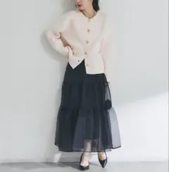 LaboutiqueBonBonブークレ接結ニットジャケットカーディガン ピンク