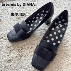 【未使用】アルテミスバイダイアナ ブラック リボン パンプス スクエアトゥ