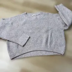 GUクロップド丈ニットセーター 長袖 ピンク系 XL