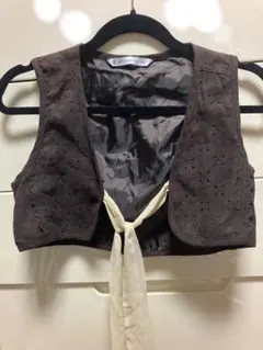 ダークブラウン クロップドベスト