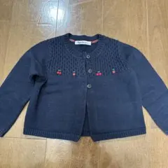 familiar カーディガン 90 ネイビー チェリー刺繍