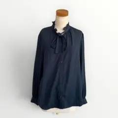 GU✨️レディース ブラウス 黒 L ボウタイ フリル オフィスのサムネイル