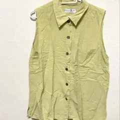 薄い黄緑色 ノースリーブシャツ【フリーサイズ】レディース古着