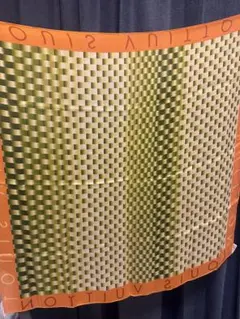 【美品】ルイヴィトン ダミエ スカーフ みどり オレンジ シルク100％