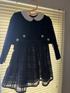 ネイビー フォーマルドレス 襟付き　110