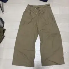 カーキ ワイドパンツ フロントボタン