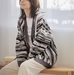ニコアンド ヴィンテージライク3Dジャガードニットカーディガン