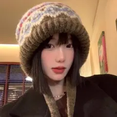 フェアアイル柄ニット帽・バッグ両用