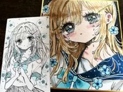 No.177 手描きイラスト「風の音色」女の子 浴衣 夏 - メルカリ