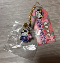 レア色◎東京限定◎お江戸八百八町◎紺色着物キティ◎根付けストラップ