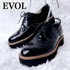 【良品✨】 EVOL ウィングチップ 厚底 レースアップシューズ　ブラック　黒のサムネイル