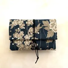 御朱印帳ケース/華の舞/深緑/大判サイズ2冊/ハンドメイド