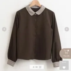 【美品】MAJESTIC LEGON チェックポイントスカラップブラウスのサムネイル
