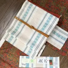 創始1587年博多織最古の織元 西村織物 八寸名古屋帯 「献雅」証紙あり 難あり