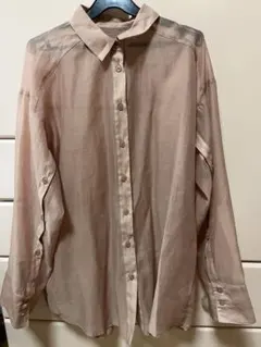 【NICE CLAUP】ナイスクラップシースルーベージュ長袖シャツ
