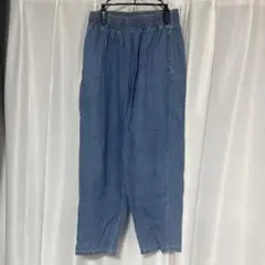 ライトブルー イージーパンツ ゴムウエスト