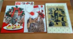猫◆クリスマスポストカード◆3Dグリーティングカード　セット　平成レトロ