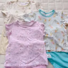 ベビーパジャマ3枚セット　UNIQLO 90 わんわん　すみっコぐらし　半袖