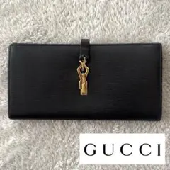 【希少】グッチGUCCI ジャッキー 二つ折り長財布 ブラック　レザー　ゴールドのサムネイル