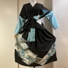 着物リメイク　黒留袖　八掛トップス　スカートセット