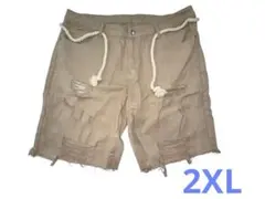 ディストレストベージュショートパンツ