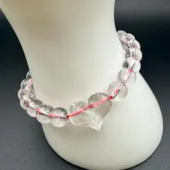 【純粋な輝き】天然水晶 ハートカット ブレスレット 8mm玉 内径16cm 浄化