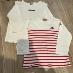 ミキハウス　Tシャツ　ロンT ７分丈　2枚セット　まとめ売り ロゴ　80