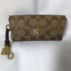 coach コーチ シグネチャー メガネケース ターンロック ゴールド金具 