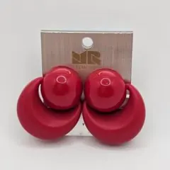 赤いフープイヤリング ゴールドトーン金具