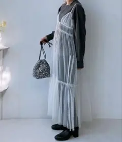 AS KNOW AS plusチュールキャミワンピース アイボリー レイヤードのサムネイル