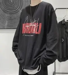 NOWLE 黒 長袖シャツ プリント入り