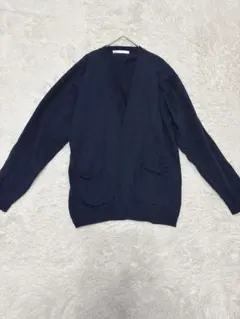 ikka イッカ カーディガン　綿100% ボタンレス　ネイビー