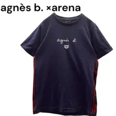 agnes b. arena コラボ Tシャツ ネイビー 日本製 ロゴT S相当のサムネイル