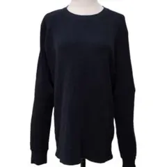 F007美品UNIQLO ユニクロ  シャツ ネイビー クルーネック  無地 L