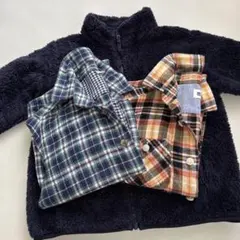 UNIQLO フリース&チェック柄長袖シャツ 120サイズ 2枚セット