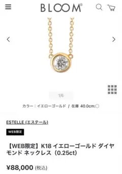 BLOOM ブルーム エステール K18YGダイヤモンドネックレス0.25ctのサムネイル