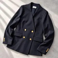 PLST プラステ ダブル ノーカラージャケット 金ボタン Sサイズ