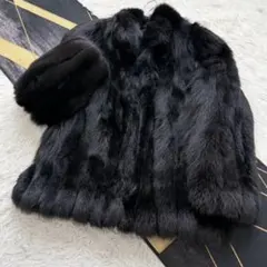 サガミンクロイヤル グラマミンク ポンチョ 本毛皮 スカラップ XL