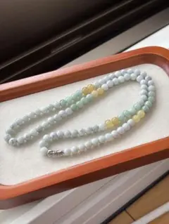 天然石　ミャンマー翡翠 ネックレス 43cm パワーストーン　6mm