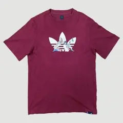 00s アディダス トレフォイルロゴTシャツ えんじ色Lサイズ