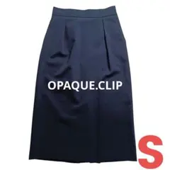 オペークドットクリップ キャリーマン ストレッチタイトスカート 紺 タック