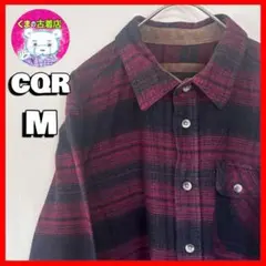 usa古着 CQR ライトヘビーネルシャツ M オンブレ レッド ブラック