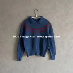 昭和レトロニット　ヴィンテージニット　ウールニット　個性派　レトロポップ　秋冬