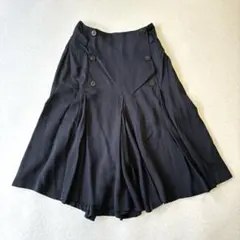 カットソーワイドパンツ　ガウチョ　ラップ調　体型カバー　日本製 濃紺