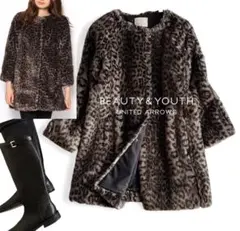 ユナイテッドアローズB&U 軽量 リッチ風合い エコファーレオパードコートY2K