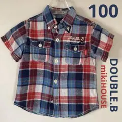 DOUBLE.Bチェック柄 半袖シャツ size100