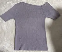 パープル　紫　半袖　薄いニット