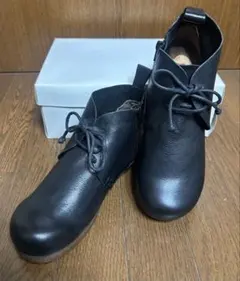 Hina day greenレザー オイルヌメ皮 ショートブーツ ブラック