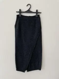 ニットスカート　黒　ダークグレー　スリット